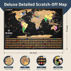 Scratch Off World Map  Deluxe Travel Tracker Poster With Flags  Detailed Cartogr