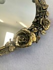 Vtg Hollywood Regency Matson Gold Ormolu Vanity Dresser Mirror Tray Oval Roses
