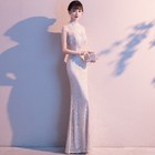 Banquet Evening Dress Women Sequined Long Slim Fit Party Fishtail Dress Fashion