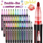 Double Line Outline Pen 60 Color Set Glitter Pen Metal Color Marker Pen 