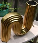 Vintage Gold Metallic Ribbed Bent S Shape Ceramic Vase Nordic deco Style 11 