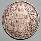1917 Chile Peso Silver World Coin