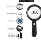 10x Magnifying Glass Light Jumbo Handheld Magnifier Large Led Illuminated Lens