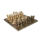 Oceanic Grey Stone Chess Set With Verona Marble Handmade Luxury Gift