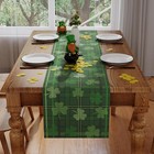 Siilues St Patricks Day Table Runner  Green Plaid Shamrock Clover Lucky 220gsm S