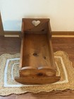 Handcrafted Vintage Wooden Heart Cut-out Doll Rocking Bed Baby Crib Cradle Bed