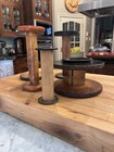 5 Antique Industrial Wooden Yarn Spools bobbins Different Sizes
