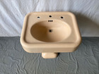 Antique 27  Cast Iron Autumn Brown Porcelain Pedestal Sink Vtg Kohler 345-24e