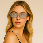 Sunglasses Men Women Retro Rectangle Bold Futuristic Thick Frame Uv400 Shades