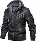Men s Genuine Real Leather Jacket Black Bomber Winter Hooded Jacket Coat