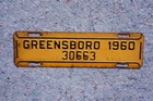 1960 Greensboro North Carolina License Plate Topper