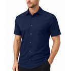James Tailor Men s Short Sleeve Knit Button Down Shirt - Size  Men L - Navy