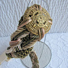 Vintage Artisan Belt Mixed Metal Cinch Waist Bohemian Boho Blush Khaki Adjust M
