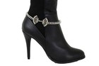 Handmade Women Silver Metal Chain Boot Bracelet Shoe Anklet Wings Bow Charm Set