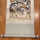 Large Vintage Asian Kakejiku Hanging Scroll Plum Blossom Winter Scene
