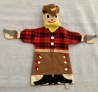 2 Dakin Dream Pets Hand Puppets Cowboy Bartender Japan 60s Felt Toy Theater Play