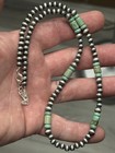 Sterling Silver Native American Sw 5mm Turquoise Navajo Pearl Necklace  925