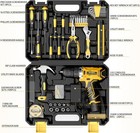 Home Tool Kit 166-piece Set With 12v Cordless Drill Battery Charger Toolbox