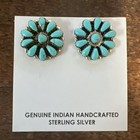 Native American Navajo Indian Cluster Post Blue Turquoise Earrings Omg Zuni  e