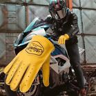 Mens Motorcycle Full Finger Leather Driving Gloves Retro Cowhide Genuine Leather