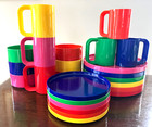 Vtg 24 Pc Heller Massimo Vignelli Melamine Mcm Set Plates Bowls Mugs Service   6
