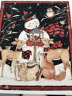 Handmade Christmas Quilt  Snowman And Deer Wall Hanging Or Lap Quilt  Sofa Throw