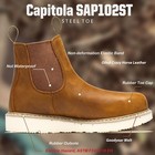 Rockrooster Wide Chelsea  6  Men Brown Wedge Steel Toe Eh Safety Work Boots