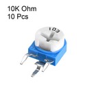 10pcs Trimmer Potentiometer 10k Ohm Adjustment Horizontal Variable Resistors