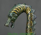 10  Old Dynasty Bronze Ware Gilt Fengshui Dragon Beast Inscription Word Statue