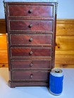 Vintage Mahogany Miniature Chest Jewelry Cabinet Louis Style Spain Marble Top