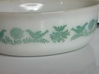 Vintage 1950s Pyrex Bluebird Glass White Oval 1 5 Qt Quart Casserole Dish  043