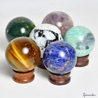 3300 Ct 6pc Natural Multi Gemstones Crystal Healing Mineral Sphere Gemstones Lot