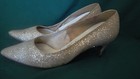 Vintage 60s Cream Colored Sparkly Glitter Shoes High Heels Divona Size 8