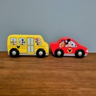 Disney Melissa   Doug Wooden Play Car   School Bus Set Of 2 