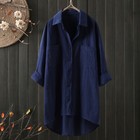 Linen Casual Tops Shirt Blouse  Womens Long Sleeve Shirt Dress Mini Dress Cotton