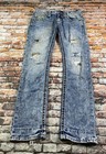 Mens Rock Revival Slim Straight Jeans 30 Distressed Lowry Flip Cuff Camo