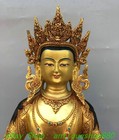 17   Old Tibet Nepal Bronze Gilt Amitayus Longevity God Goddess Buddha Statue
