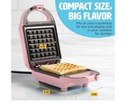 Tasty Mini Nonstick Waffle Maker Waffles  Hash Browns  Brownies 600w  Pink - New