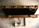 Vintage Mini Brief Case Business   Credit Card Holder In Brown Leatherette
