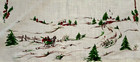 Unused 30s 40s Linen Tea Towel Cottage Scene W elf And Winter Sleigh Ride