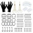 84pcs Professional Body Piercing Tool Kit Ear Lip Nose Navel Ring Needle 14g 16g