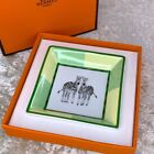 Hermes Paris Mini Tray Change Tray Africa Green Porcelain 8 X 8 Cm With Box