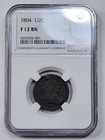 1804 1 2c Draped Bust Half Cent Ngc F12 Bn Circulated Nice Type Scarce  m820