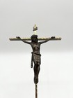 Vintage 60s Western Germany Crucifix Wall Cross Hammered Brass Metal Corpus 12   
