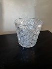 Vintage Heavy Cut Crystal Vase Bowl 7 5    Wide 7    Tall Diamond Starburst Pattern