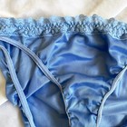 Vintage Second Skin Nylon Lace Silky Shiny Hi Cut Panties Blue Medium