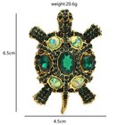 Emerald Green Crystal Turtle Brooch Pin Gold Tone Vintage Style Statement