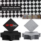 12 96pcs Acoustic Foam Panels Sound Noise Proof Absorbing Wall Tiles Studio Ktv