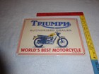 Vintage Triumph Motorcycles Dealer  Porcelain Metal Lo Enamel Gasoline Oil Sign 