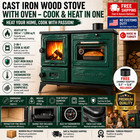 Cast Iron Wood Stove With Oven Firebrick Lined Heater 1000sqft   Made In Turkey